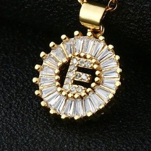 Small Initial Sun Pendant Necklace - Letter "E"